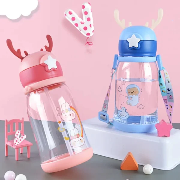 Deer Horn Antlers Design Cute Cartoon Sipper Baby Water Bottle - Image 3